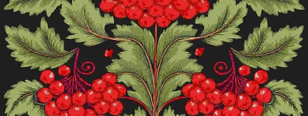 Viburnum ornament on embroidery - a stylish and modern ornament