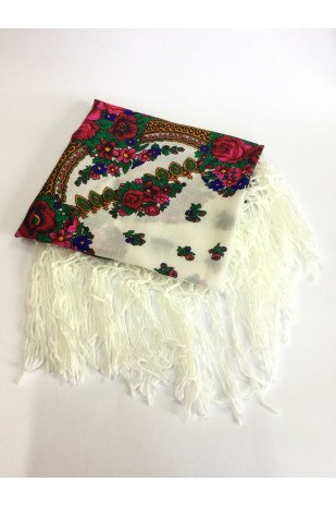 Хустка Квіти біла KHKB1