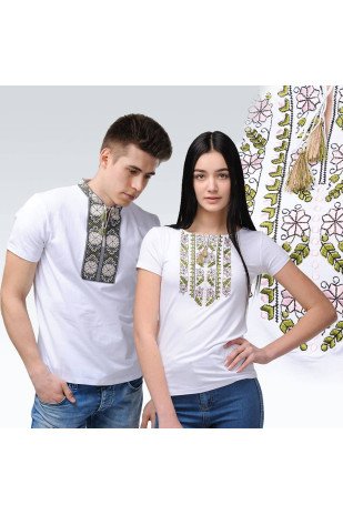 Комплект білих вишитих футболок Елегія