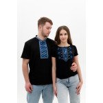 Set of black embroidered T-shirts Carpathian blue ornament