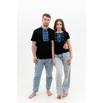 Set of black embroidered T-shirts Carpathian blue ornament