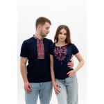 Set of blue embroidered T-shirts Starry red