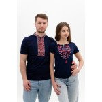 Set of blue embroidered T-shirts Starry red