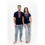 Set of blue embroidered T-shirts Starry red