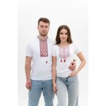 Set of white embroidered T-shirts Red diamonds