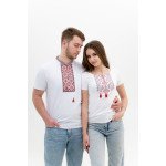 Set of white embroidered T-shirts Red diamonds