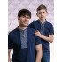 Set of blue embroidered t-shirts Father and son Blue ornament