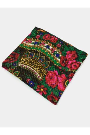 Black Shawl with flowers with Lurex KHKLCH19