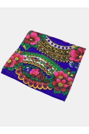 Blue Shawl with flowers with Lurex KHKLS22