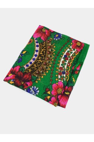 Green Shawl with flowers with Lurex KHKLZ23