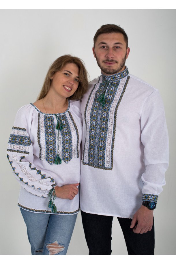 Set for couple Blue ornament