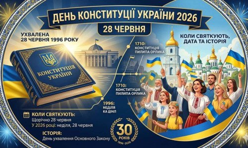 День Конституції України 2026: коли святкують, дата та історія