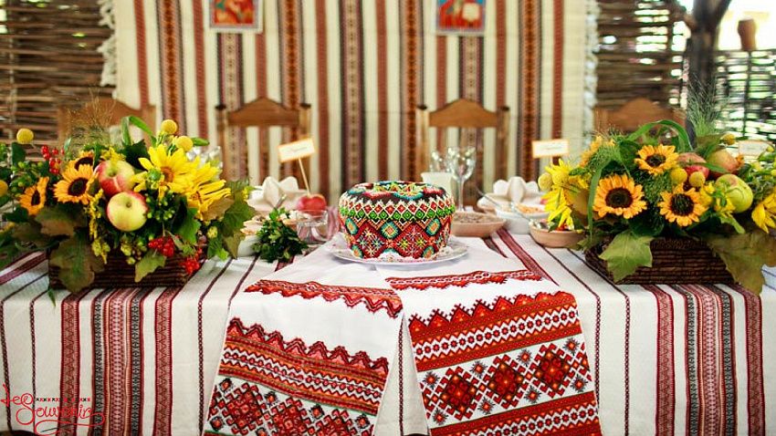 Embroidered  tablecloths on tables– prosperity in the  house
