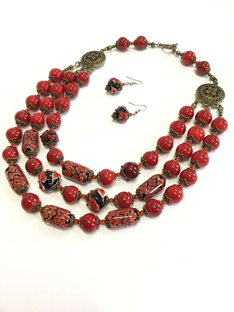 Necklace and earrings Venetian glass NSV1 - Вже Вже