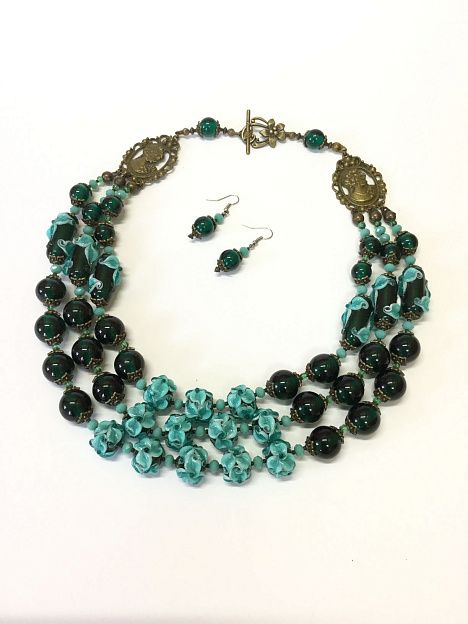 Necklace and earrings Venetian glass NSV2 - Вже Вже